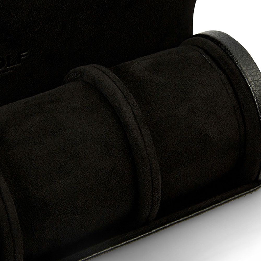 Wolf British Racing Black Leather Triple Watch Roll