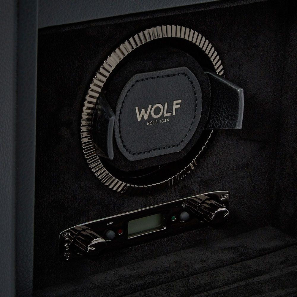 Wolf British Racing Single Watch Winder with Top Storage
