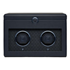 Wolf Earth Midnight Blue Double Watch Winder with Top Storage