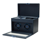 Wolf Earth Midnight Blue Double Watch Winder with Top Storage