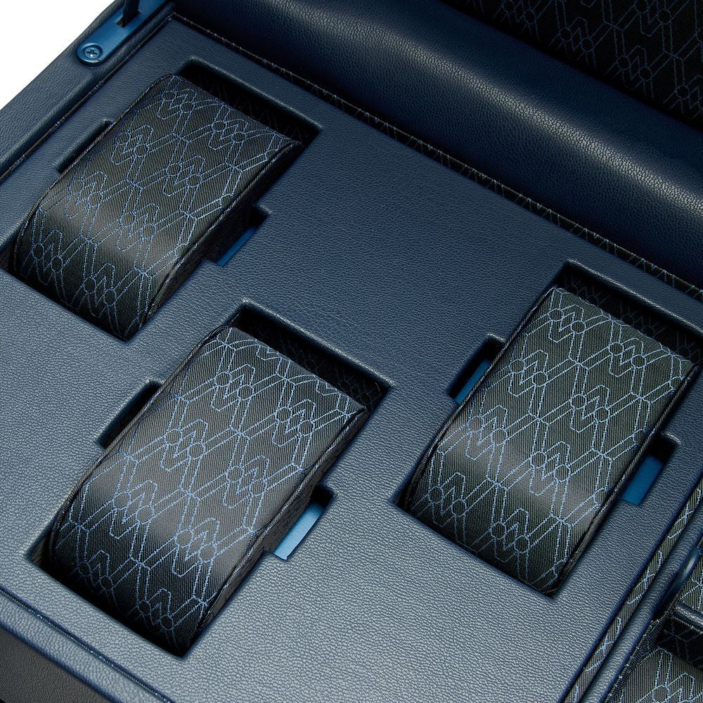 Wolf Earth Midnight Blue Double Watch Winder with Top Storage