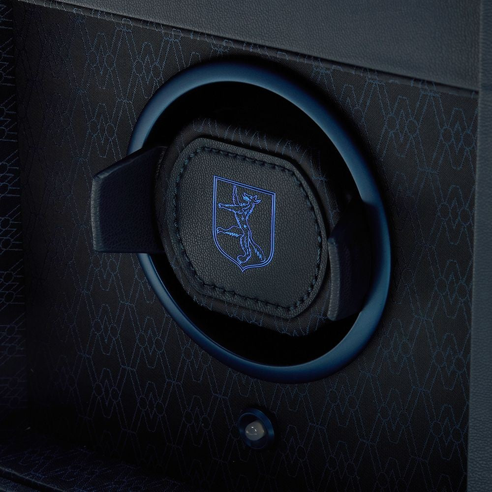 Wolf Earth Midnight Blue Double Watch Winder with Top Storage