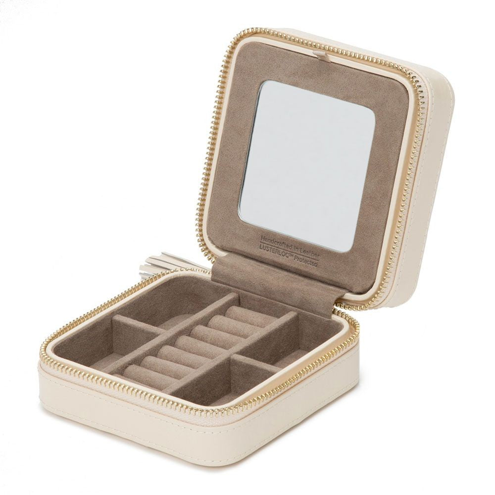Wolf Caroline Zip Anti-Tarnish Ivory Jewelry Case