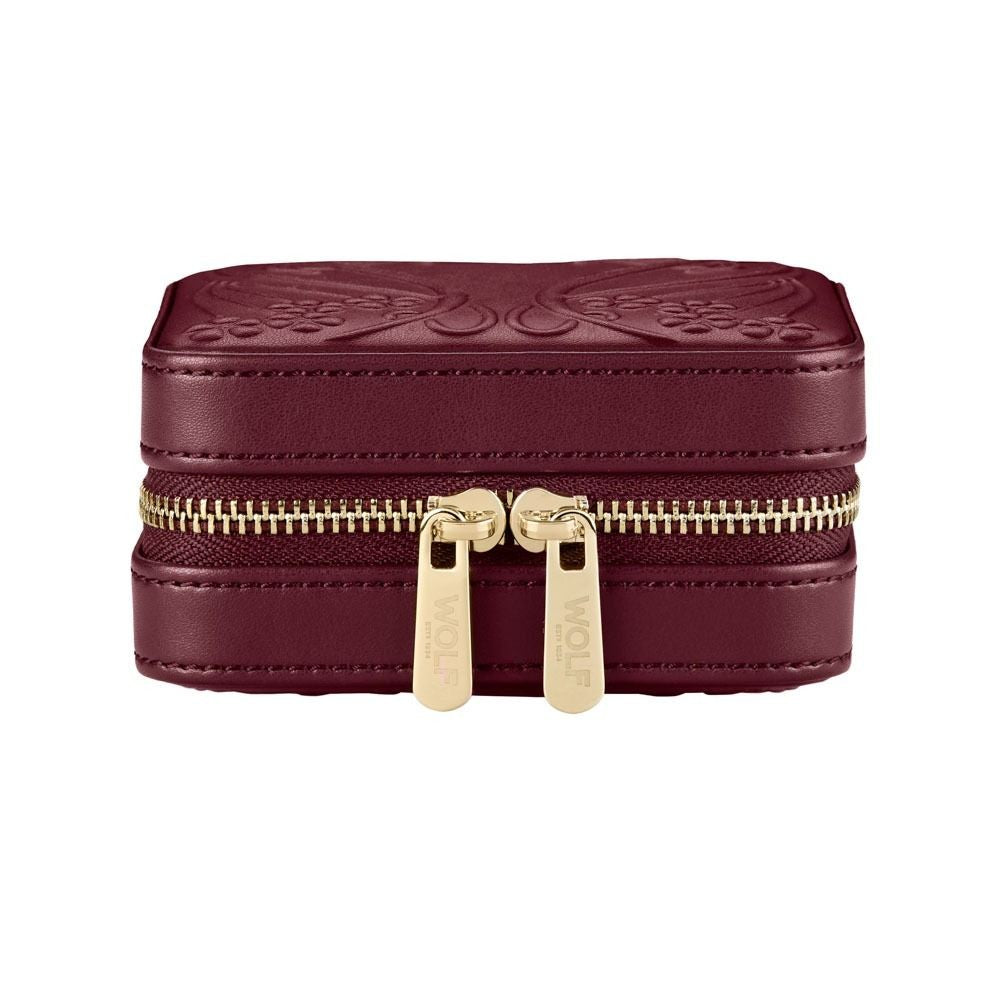 Wolf x Liberty All Over Ianthe Small Burgundy Jewelry Zip Case