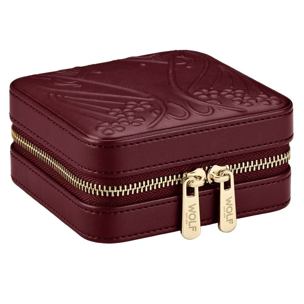 Wolf x Liberty All Over Ianthe Small Burgundy Jewelry Zip Case