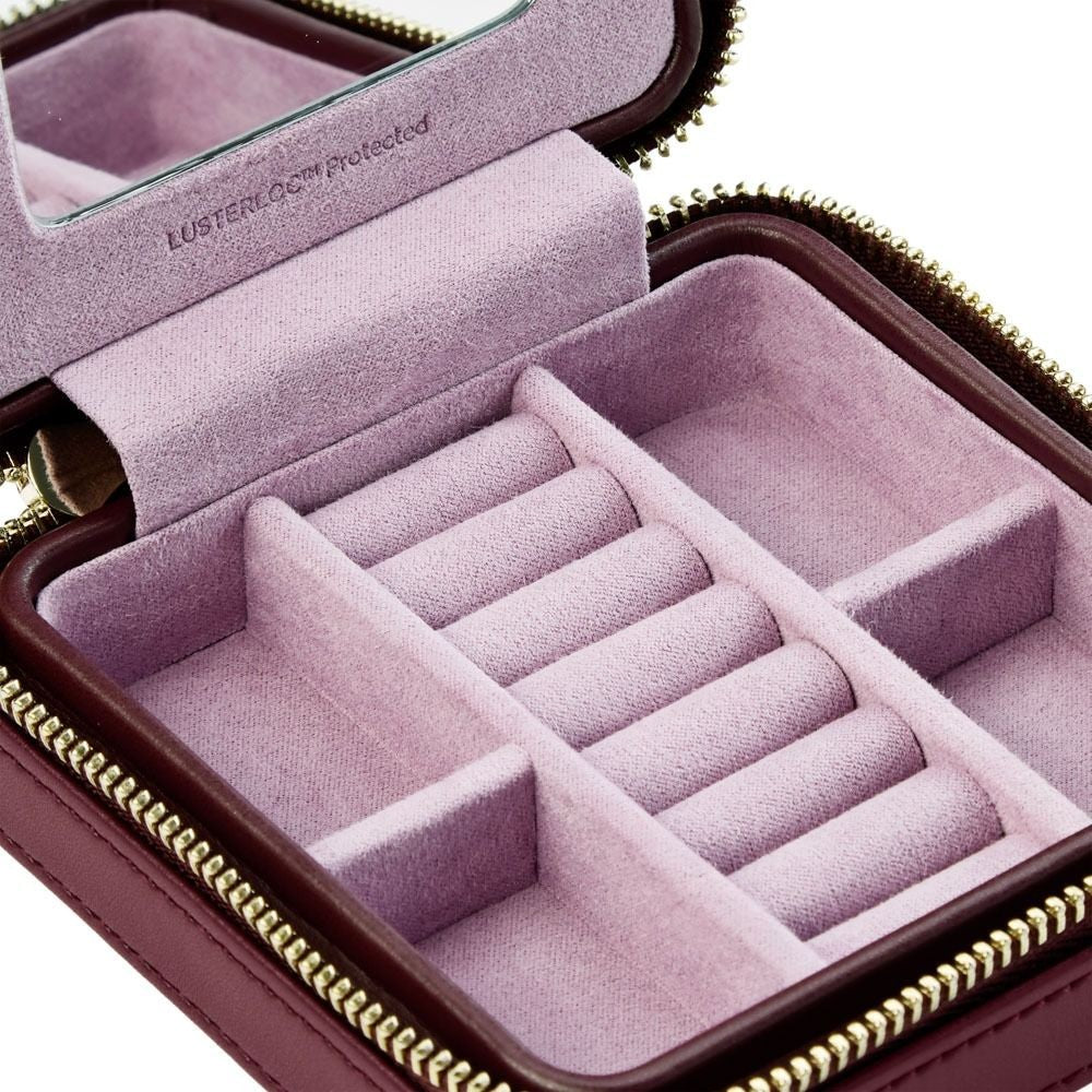 Wolf x Liberty All Over Ianthe Small Burgundy Jewelry Zip Case