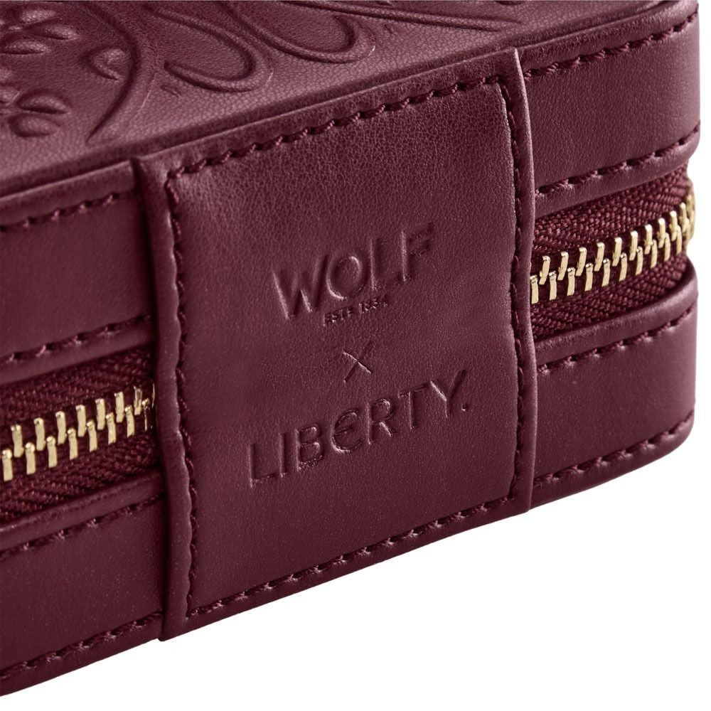 Wolf x Liberty All Over Ianthe Small Burgundy Jewelry Zip Case