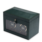 Wolf British Racing Green Double Watch Winder with Storage