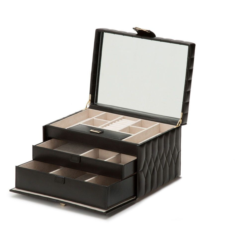 Wolf Caroline Medium Black Jewelry Case