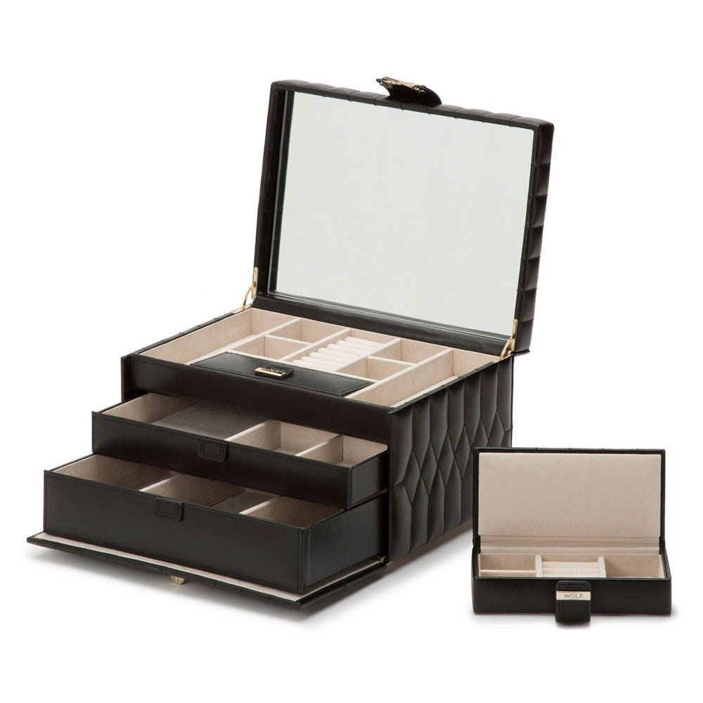 Wolf Caroline Medium Black Jewelry Case