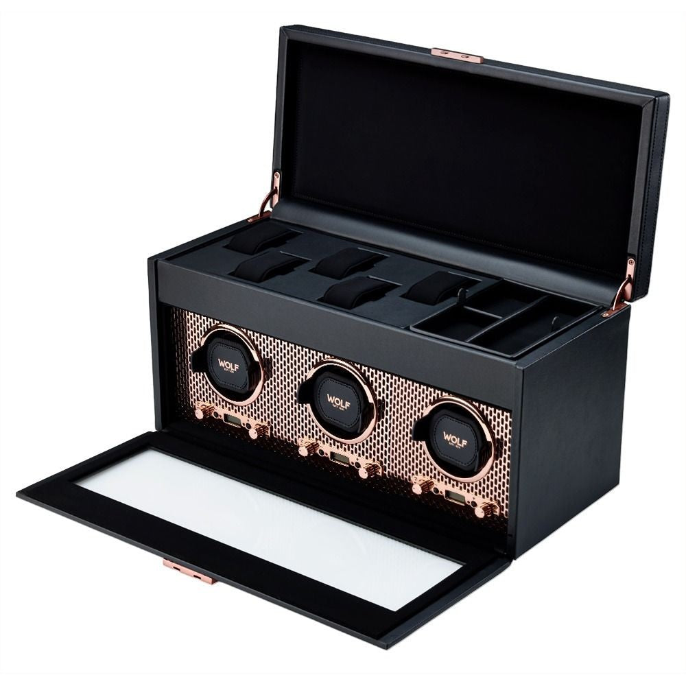 Wolf Axis Triple Watch Winder Rose Gold