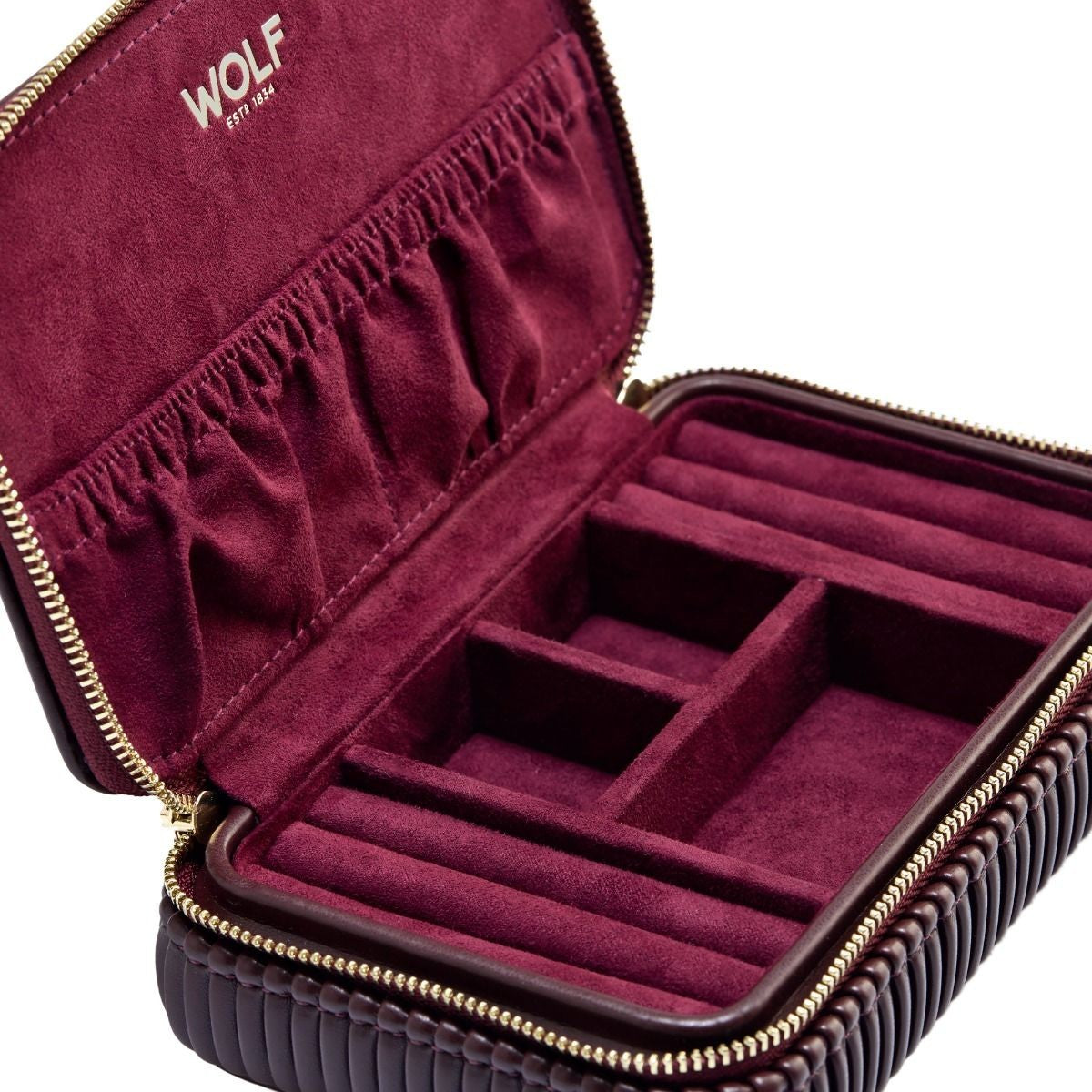 Wolf Bella Zip Anti-Tarnish Bordeaux Jewelry Case