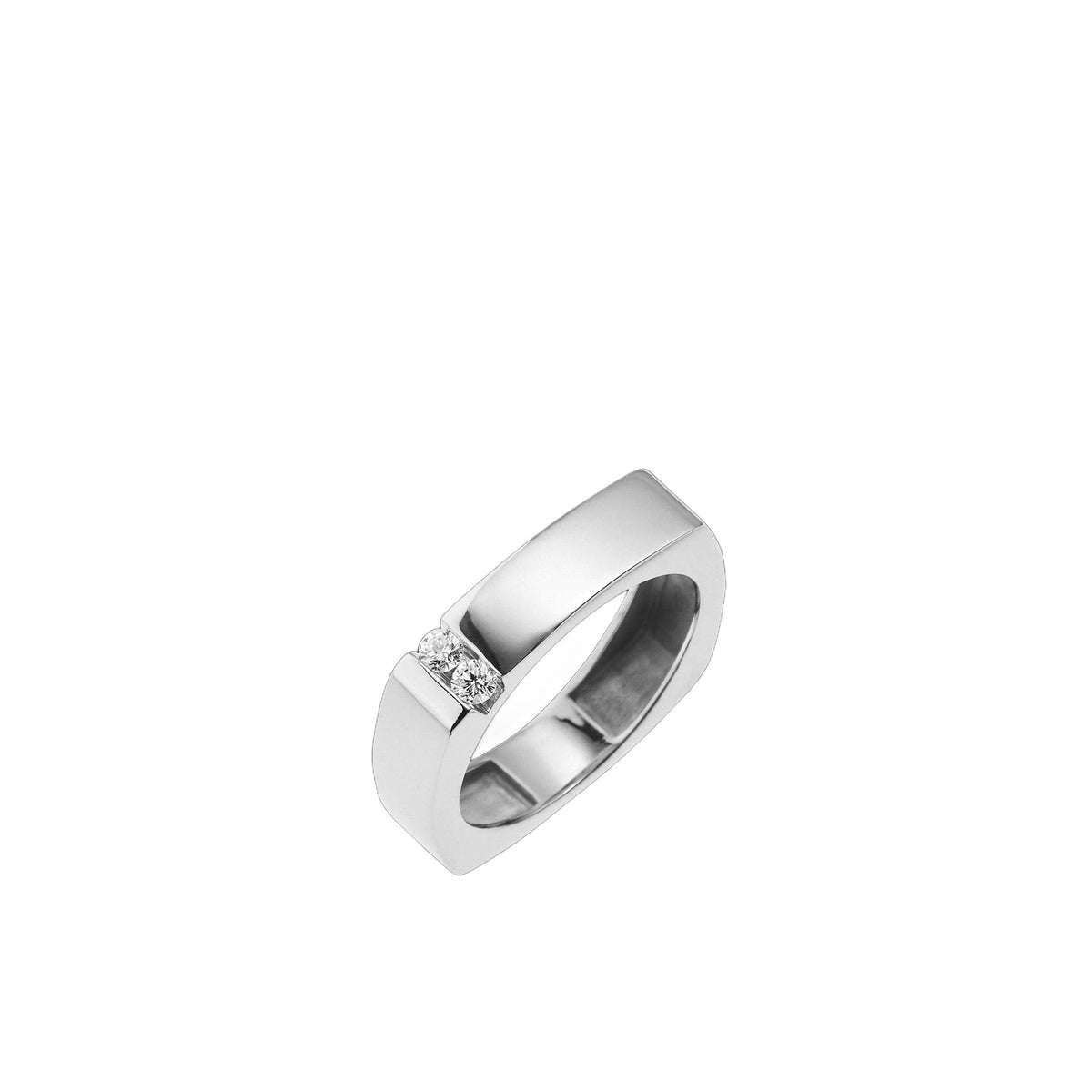 Square Diamond Band in White Gold