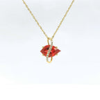 Chatham 1.65ct Lab Flame Padparadscha & Diamond Pendant