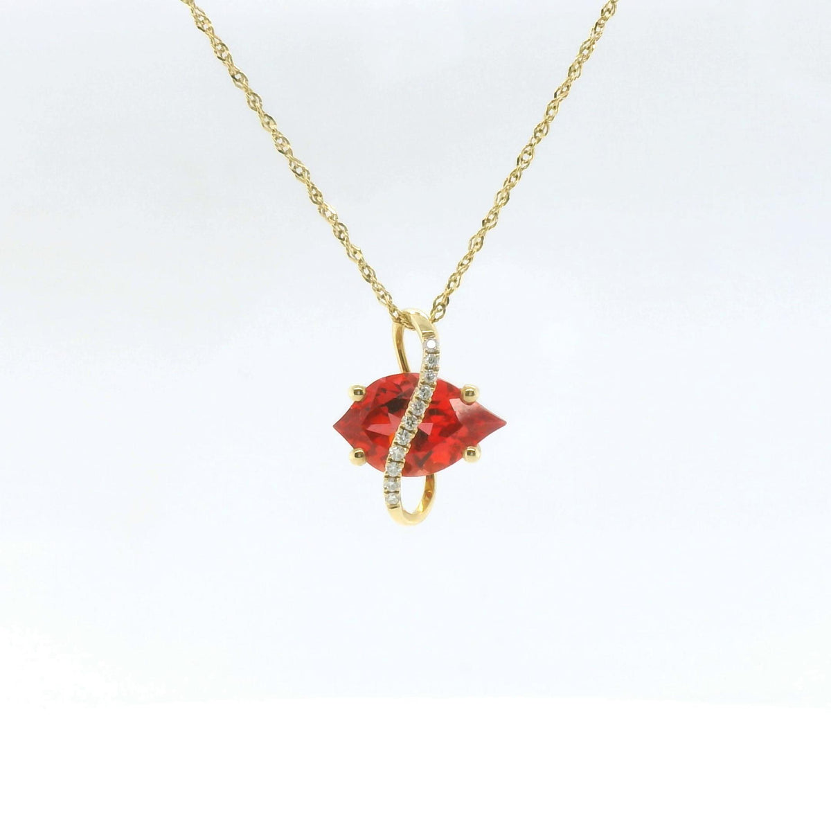 Chatham 1.65ct Lab Flame Padparadscha & Diamond Pendant