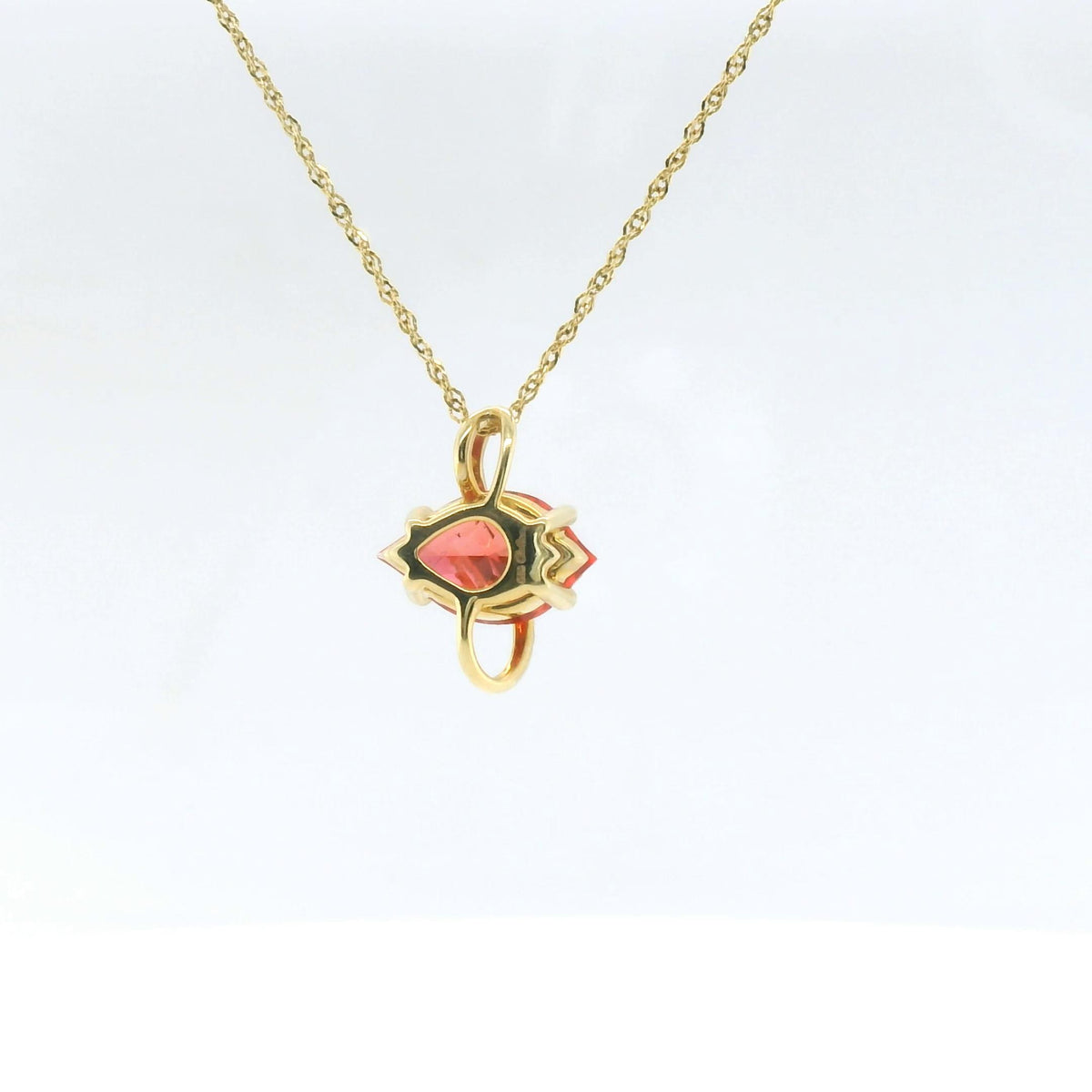Chatham 1.65ct Lab Flame Padparadscha & Diamond Pendant