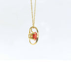 Chatham 1.65ct Lab Flame Padparadscha & Diamond Pendant