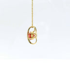 Chatham 1.65ct Lab Flame Padparadscha & Diamond Pendant