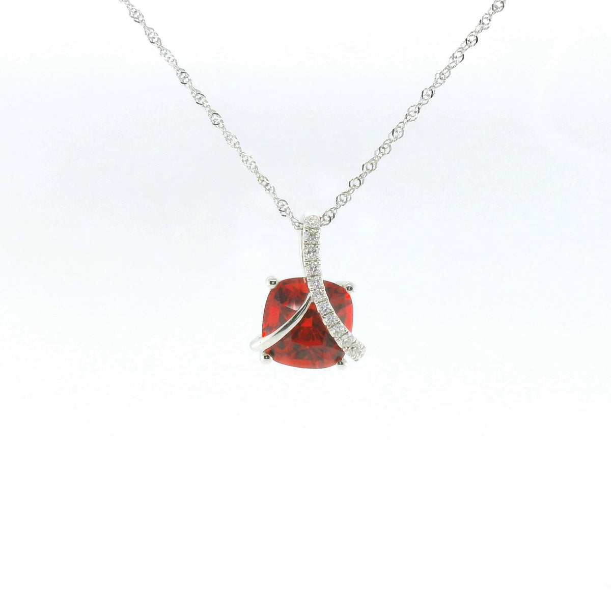 Chatham 3.56ct Lab Ruby & Diamond Pendant