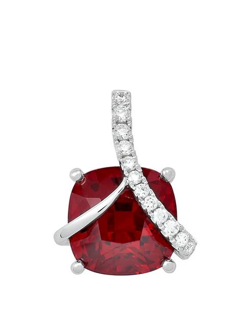 Chatham 3.56ct Lab Ruby & Diamond Pendant