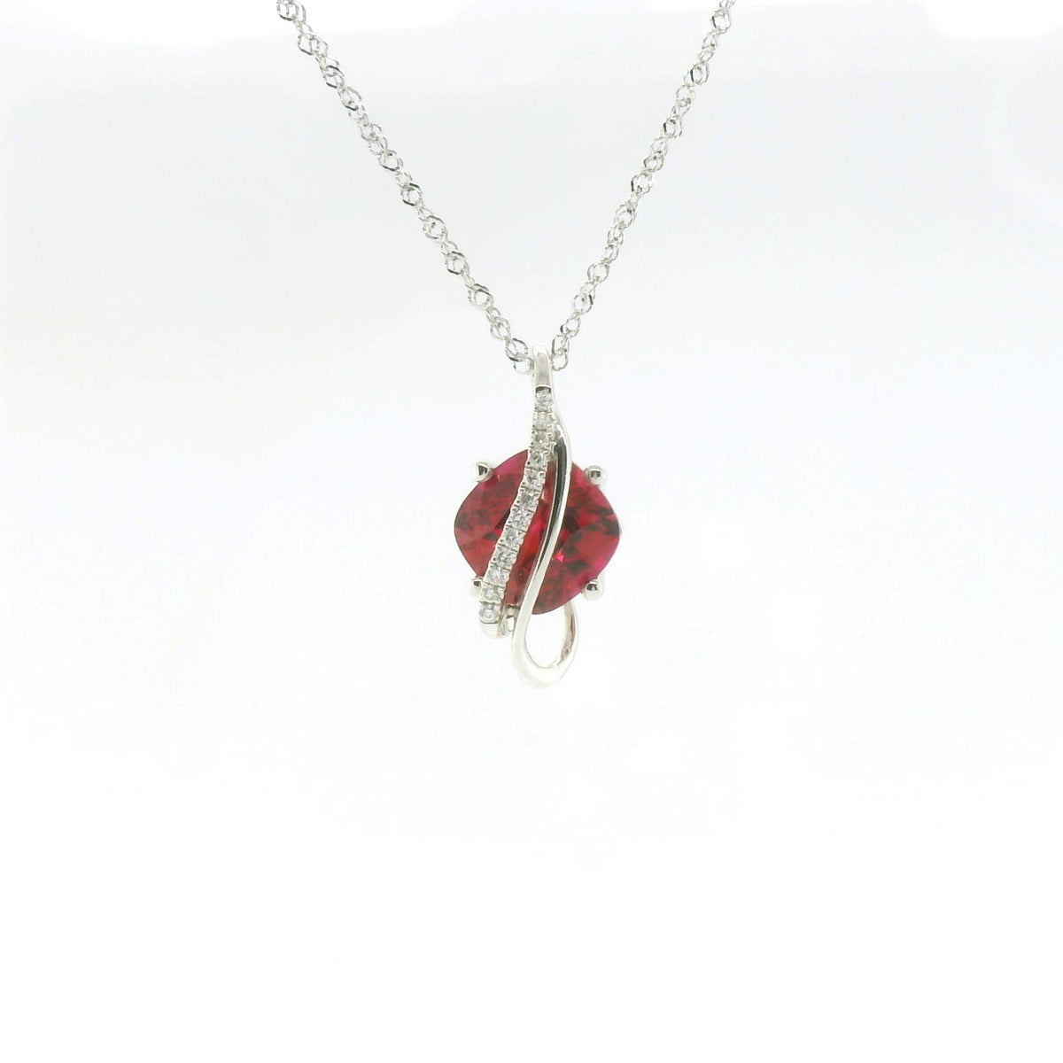 Chatham 2.18ct Lab Ruby & Diamond Pendant