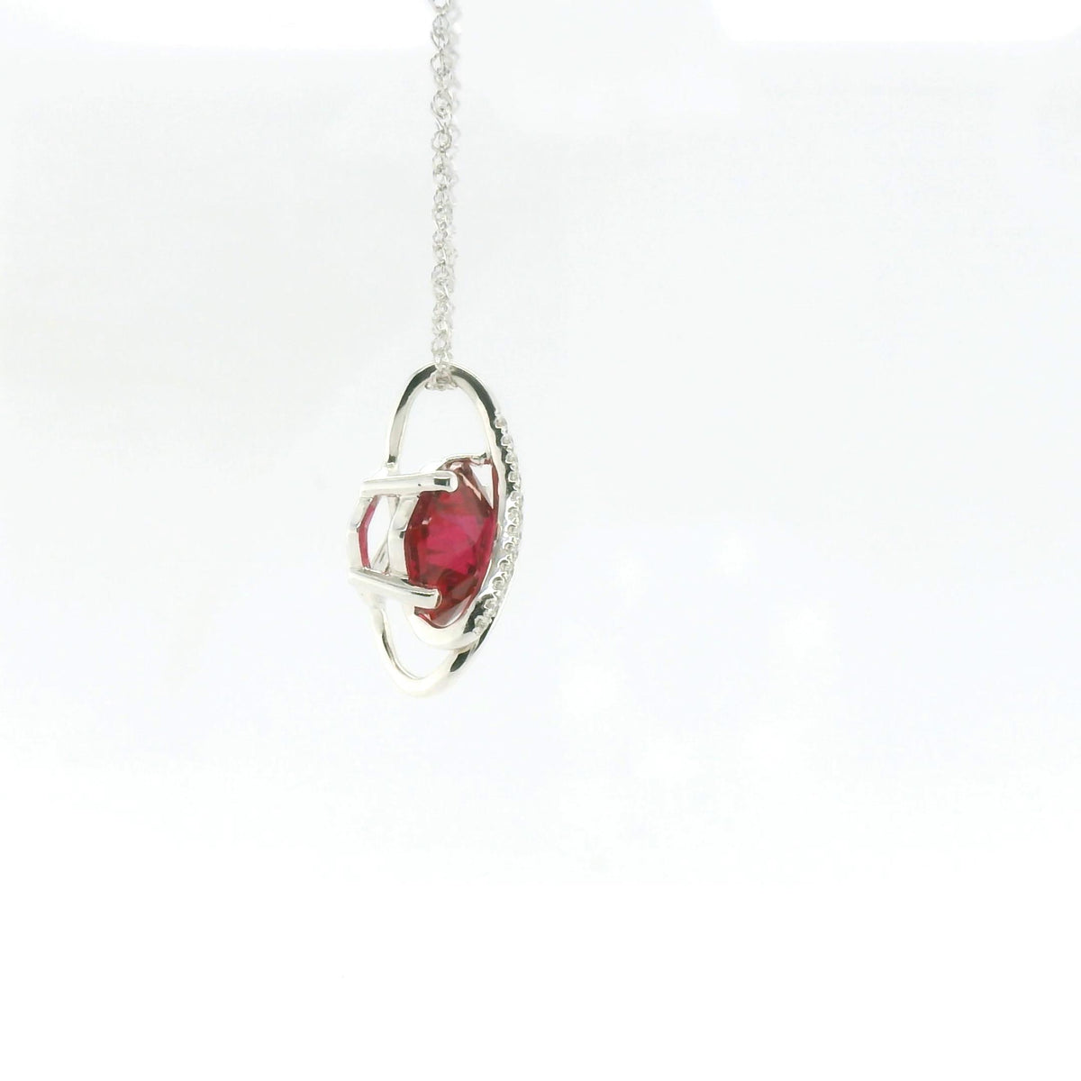 Chatham 2.18ct Lab Ruby & Diamond Pendant
