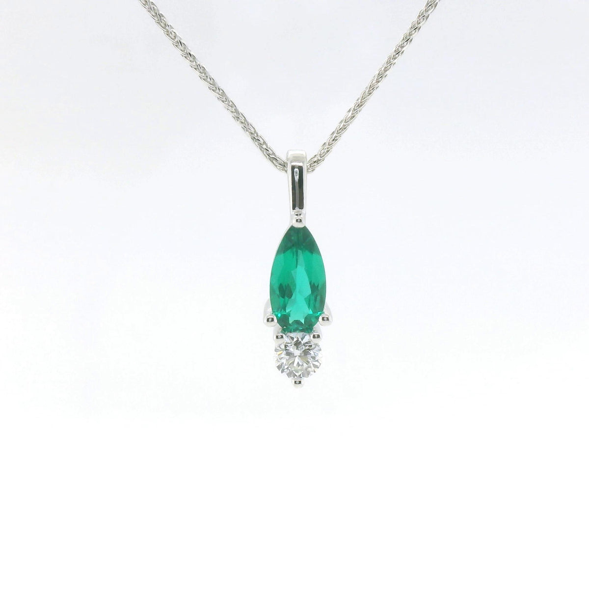 Chatham 0.51ct Emerald & Diamond Pendant