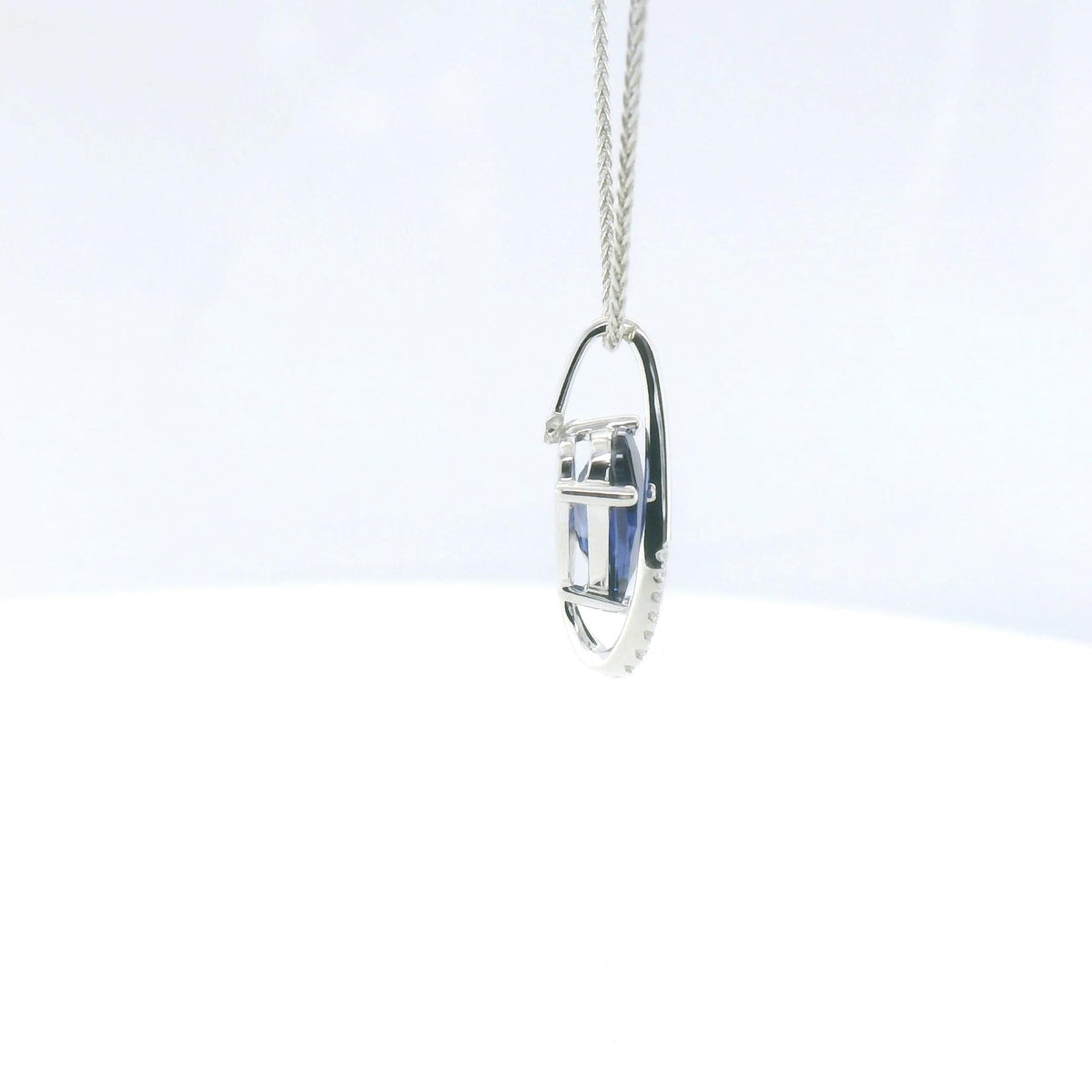 Chatham 1.79ct Lab Sapphire & Diamond Pendant
