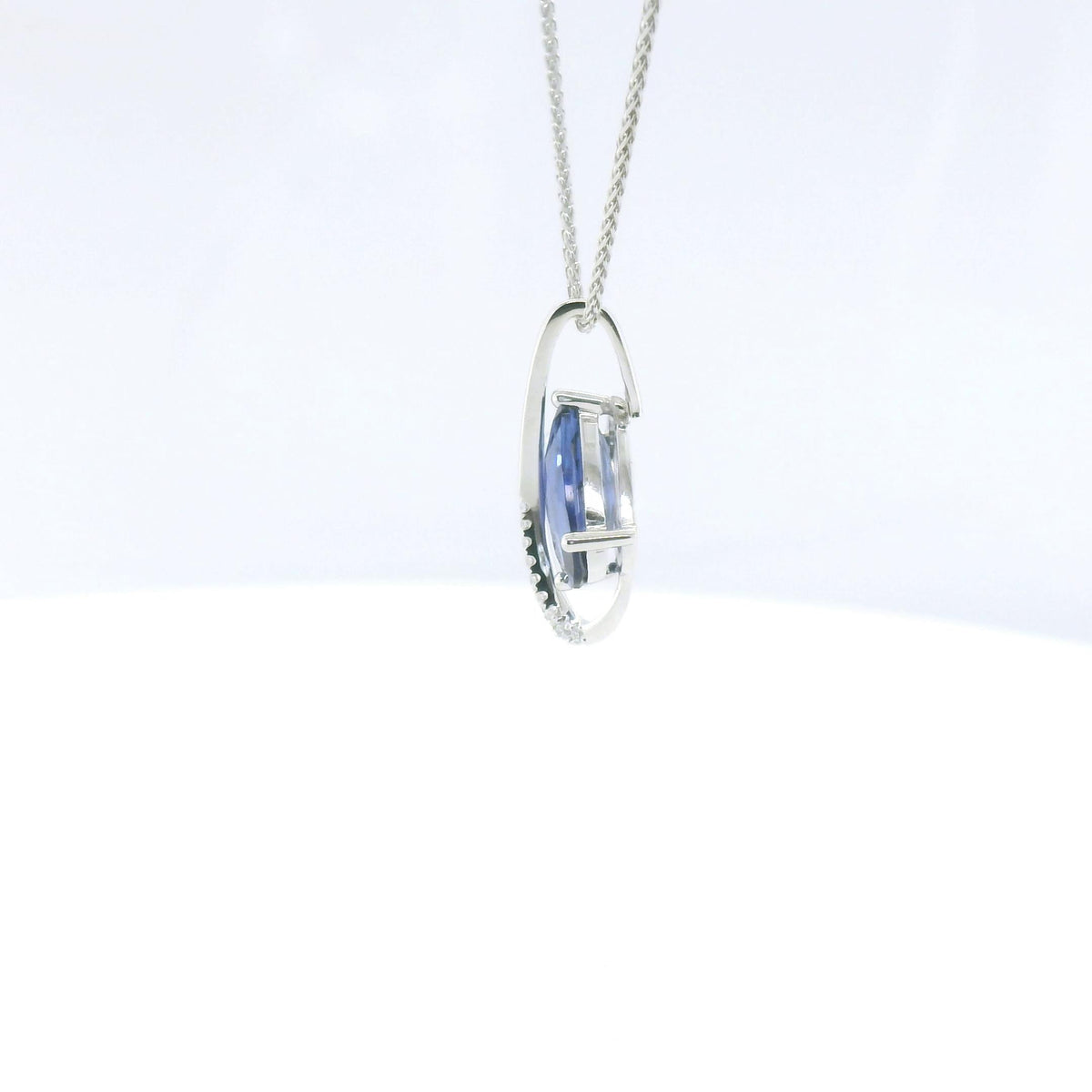 Chatham 1.79ct Lab Sapphire & Diamond Pendant
