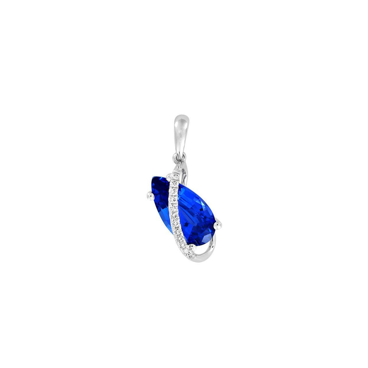Chatham 1.63ct Lab Pear Sapphire & Diamond Pendant
