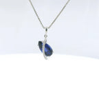 Chatham 1.63ct Lab Pear Sapphire & Diamond Pendant