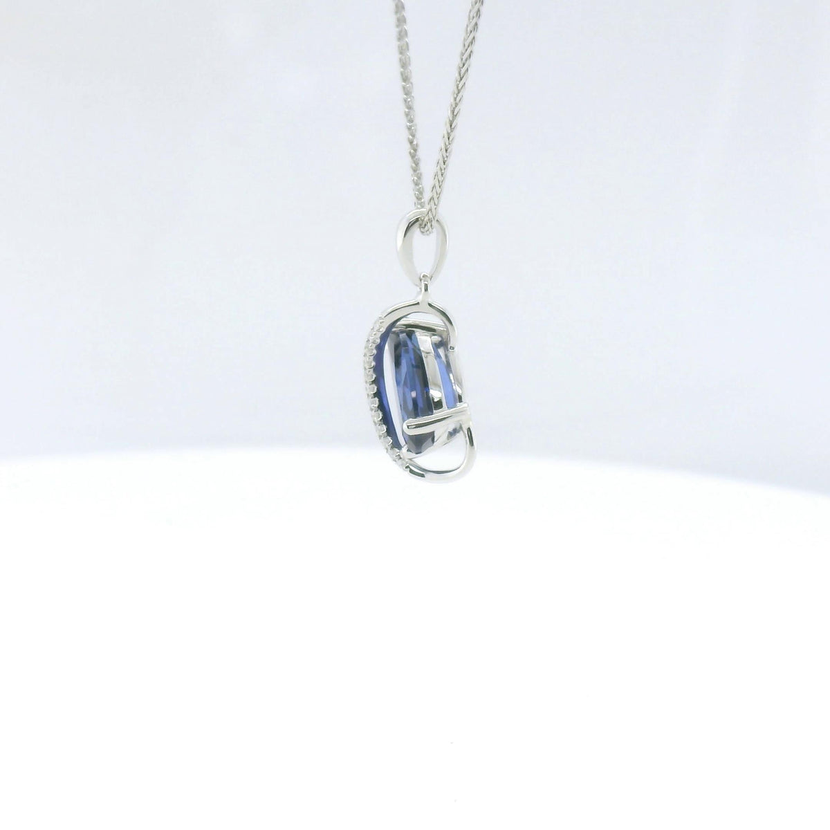 Chatham 1.63ct Lab Pear Sapphire & Diamond Pendant