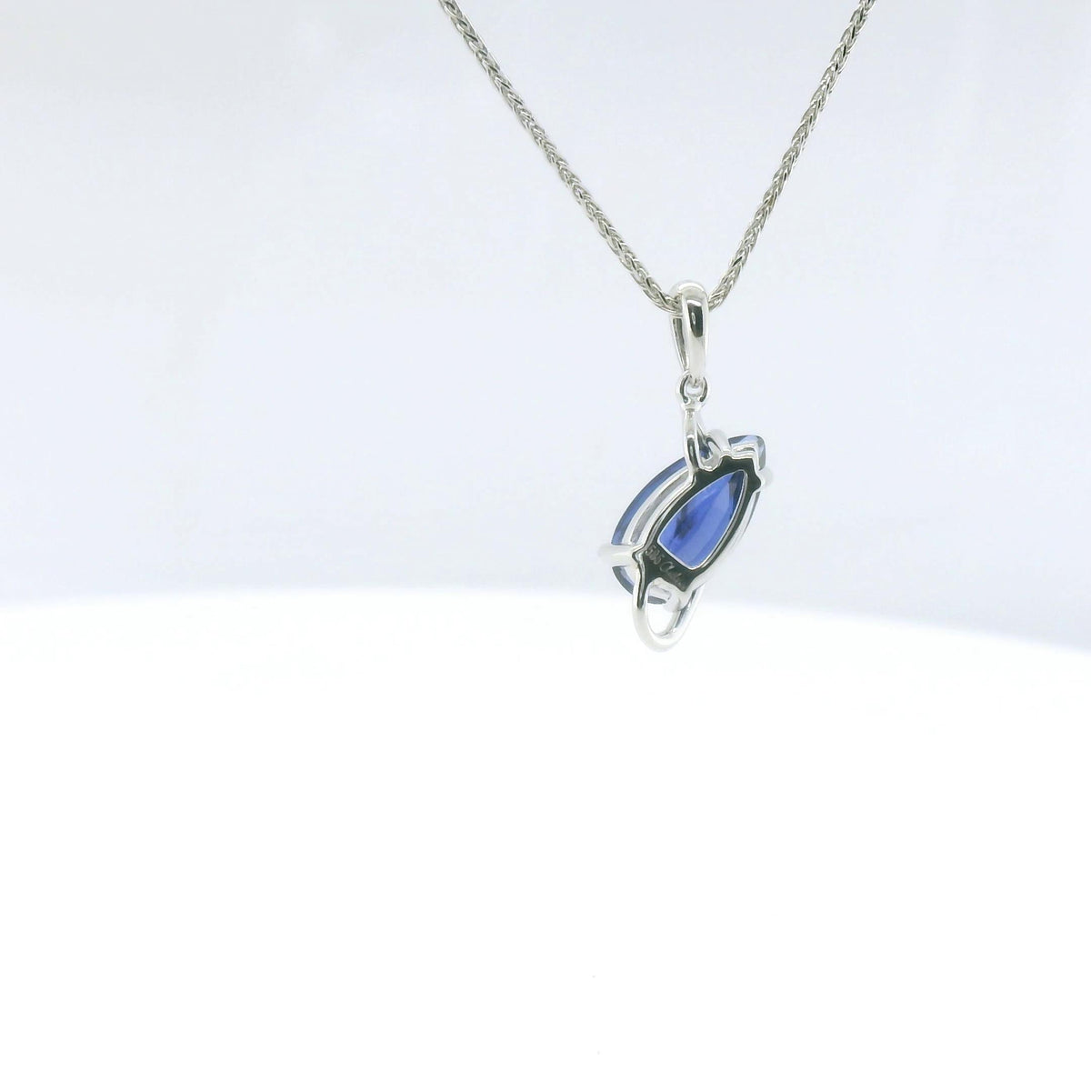 Chatham 1.63ct Lab Pear Sapphire & Diamond Pendant