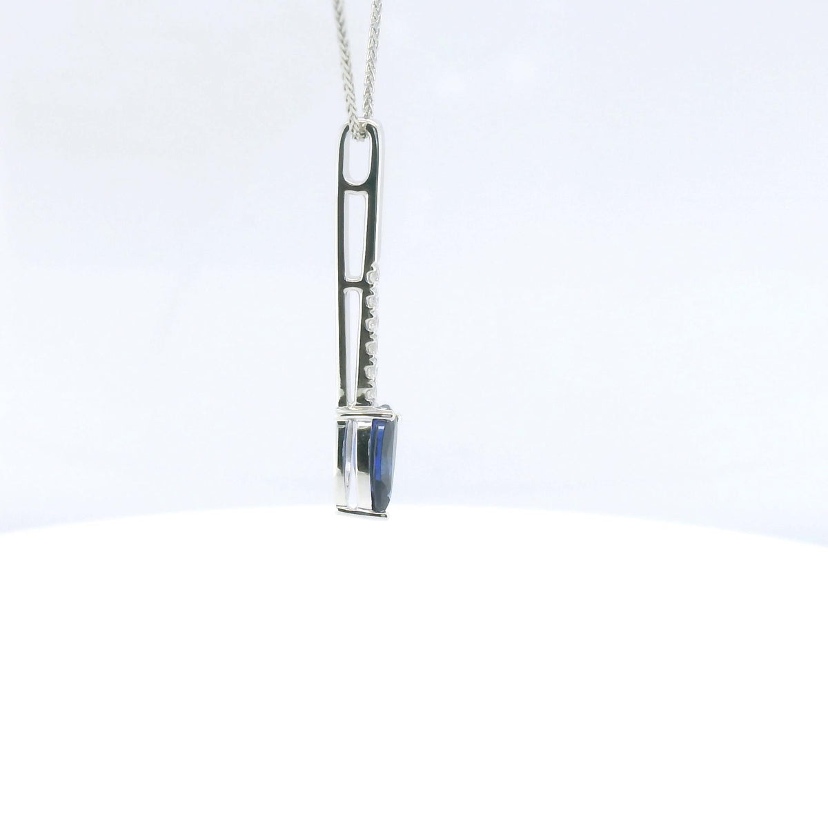 Chatham 0.83ct Lab Sapphire & Diamond Pendant