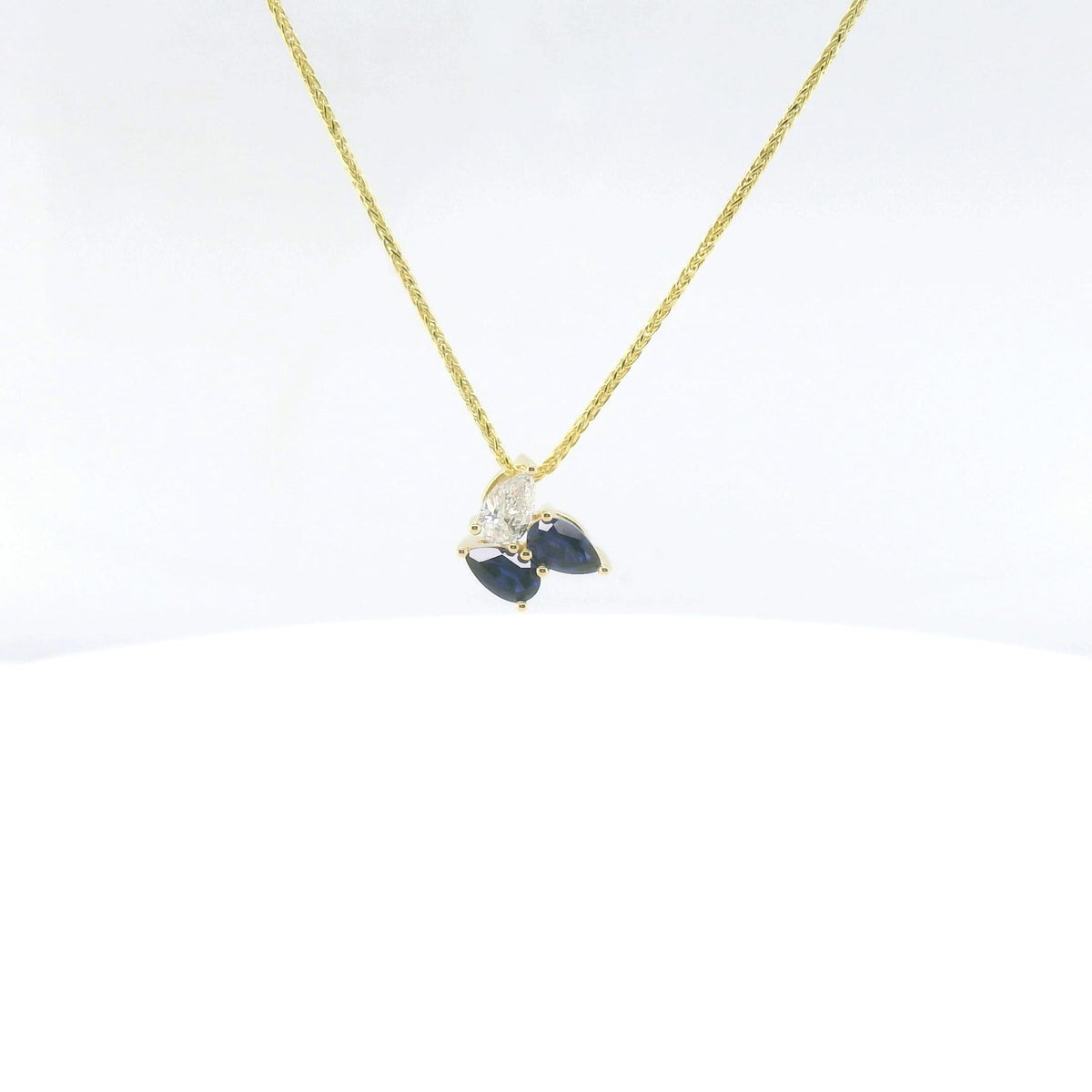 Chatham 0.52ct Lab Sapphire & Diamond Pendant