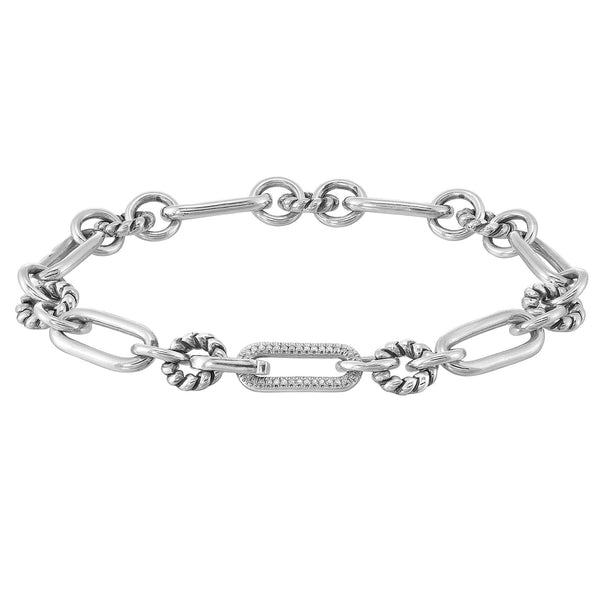Perfect Love 0.10ct Diamond Silver Paperclip Bracelet