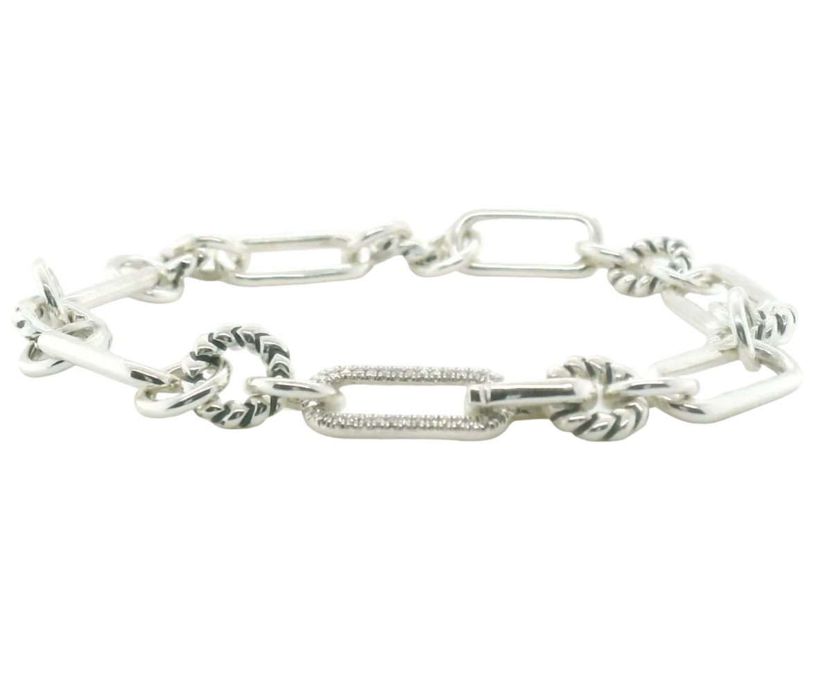 Perfect Love 0.10ct Diamond Silver Paperclip Bracelet