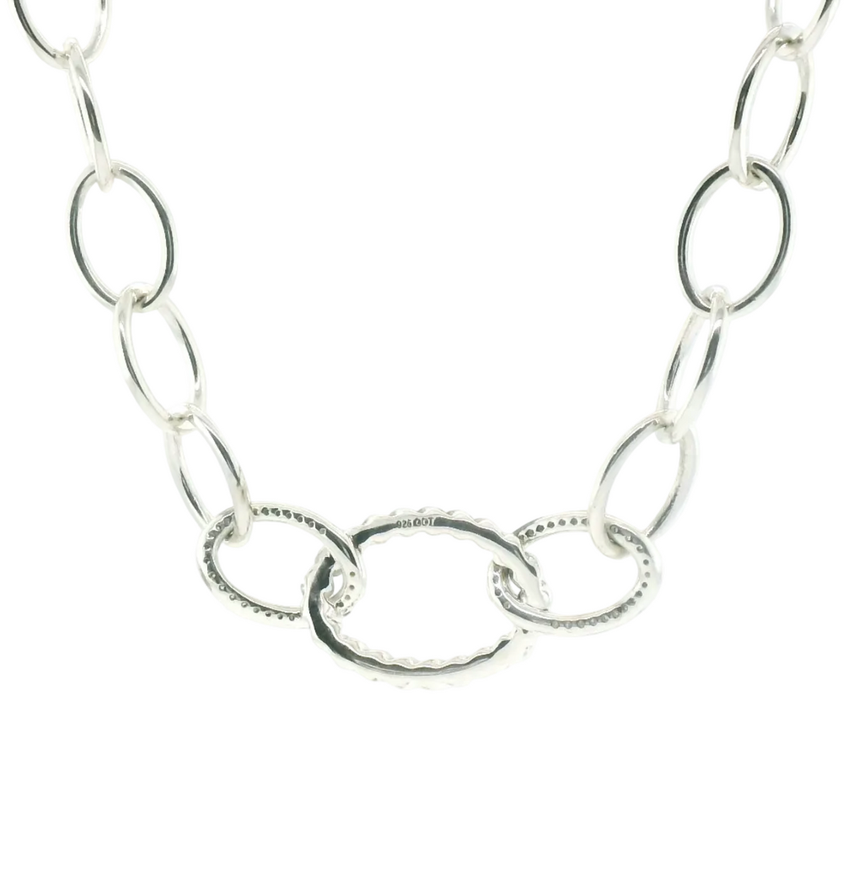 Perfect Love 0.14ct Diamond Silver Cable Chain