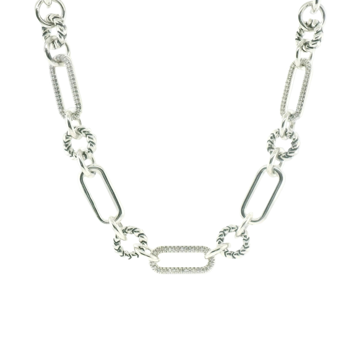 Perfect Love .25ct Diamond Silver Paperclip Necklace