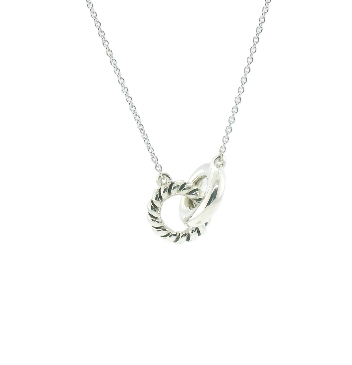Perfect Love Silver Interlocking Rings Necklace