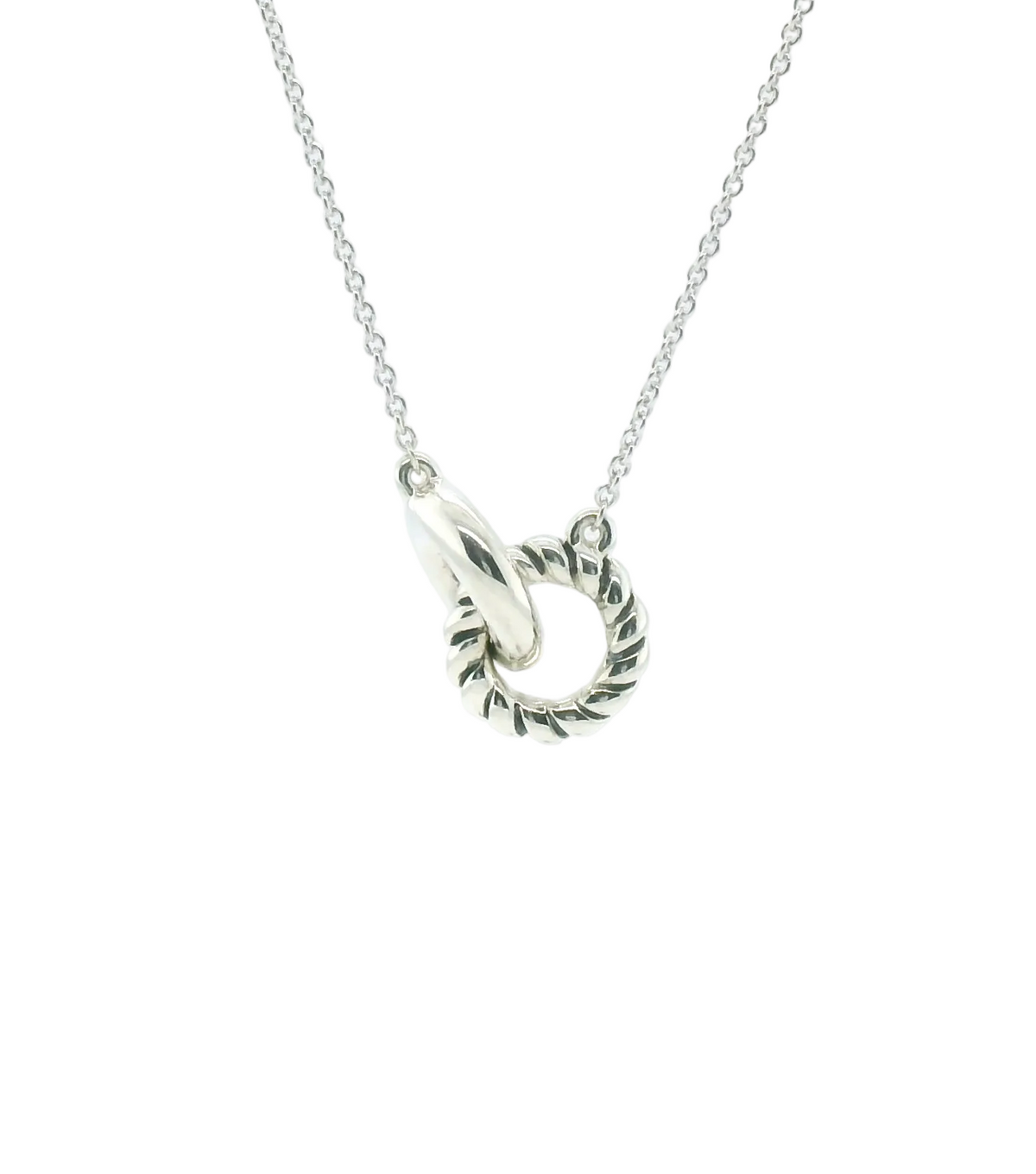 Perfect Love Silver Interlocking Rings Necklace