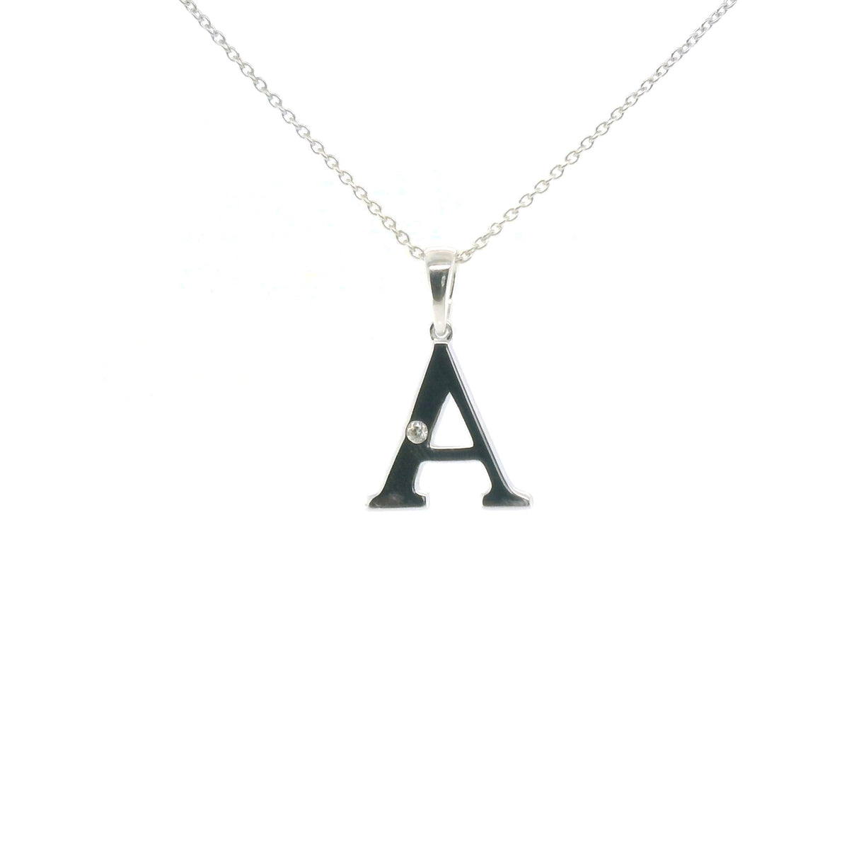 Perfect Love Silver Initial A Diamond Pendant with Chain