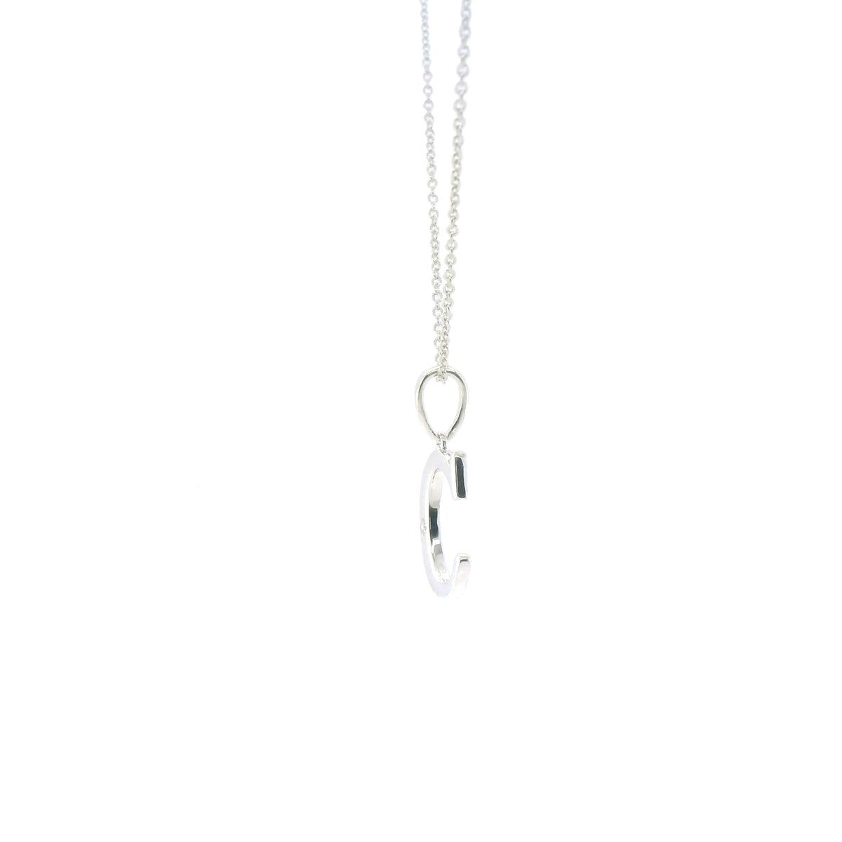 Perfect Love Silver Initial C Diamond Pendant with Chain