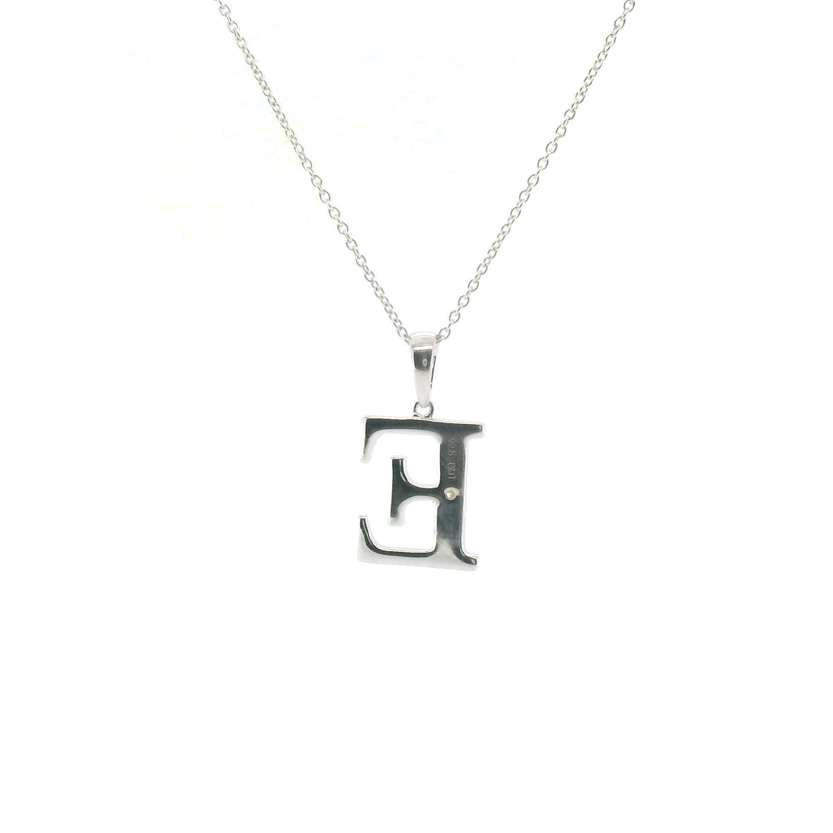 Perfect Love Silver Initial E Diamond Pendant with Chain