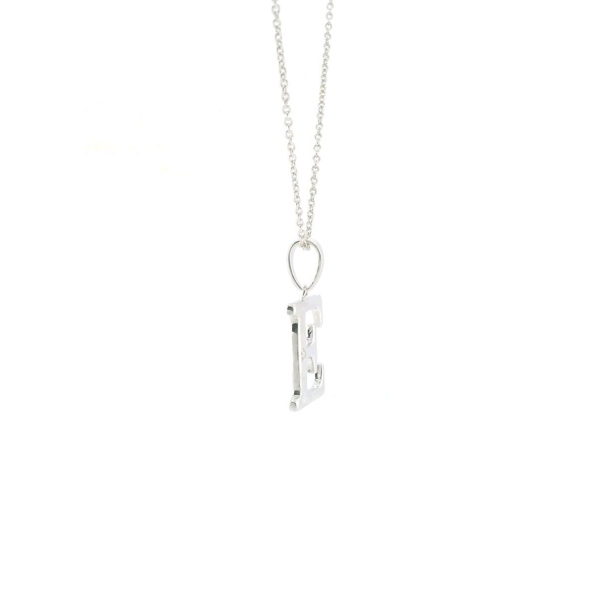 Perfect Love Silver Initial E Diamond Pendant with Chain