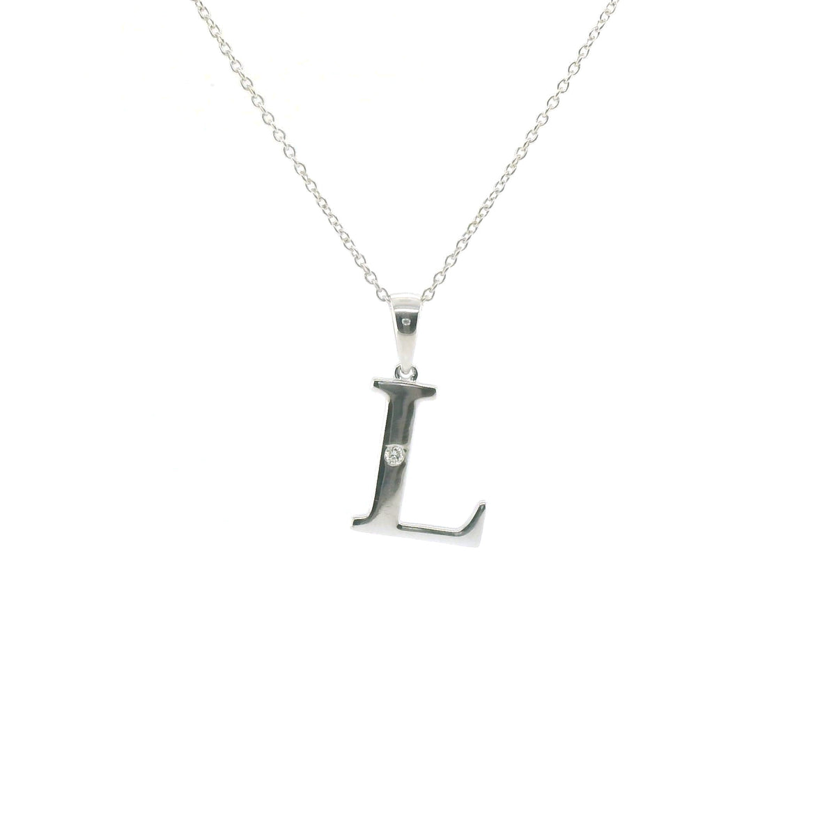 Perfect Love Silver Initial L Diamond Pendant with Chain