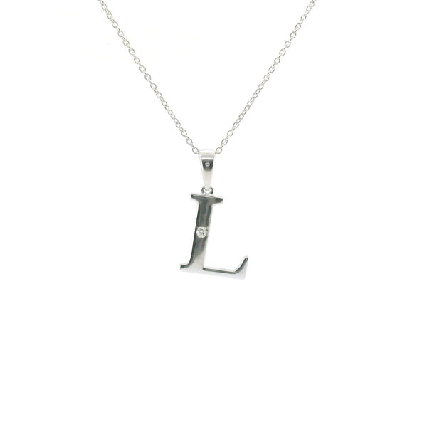 Perfect Love Silver Initial L Diamond Pendant with Chain