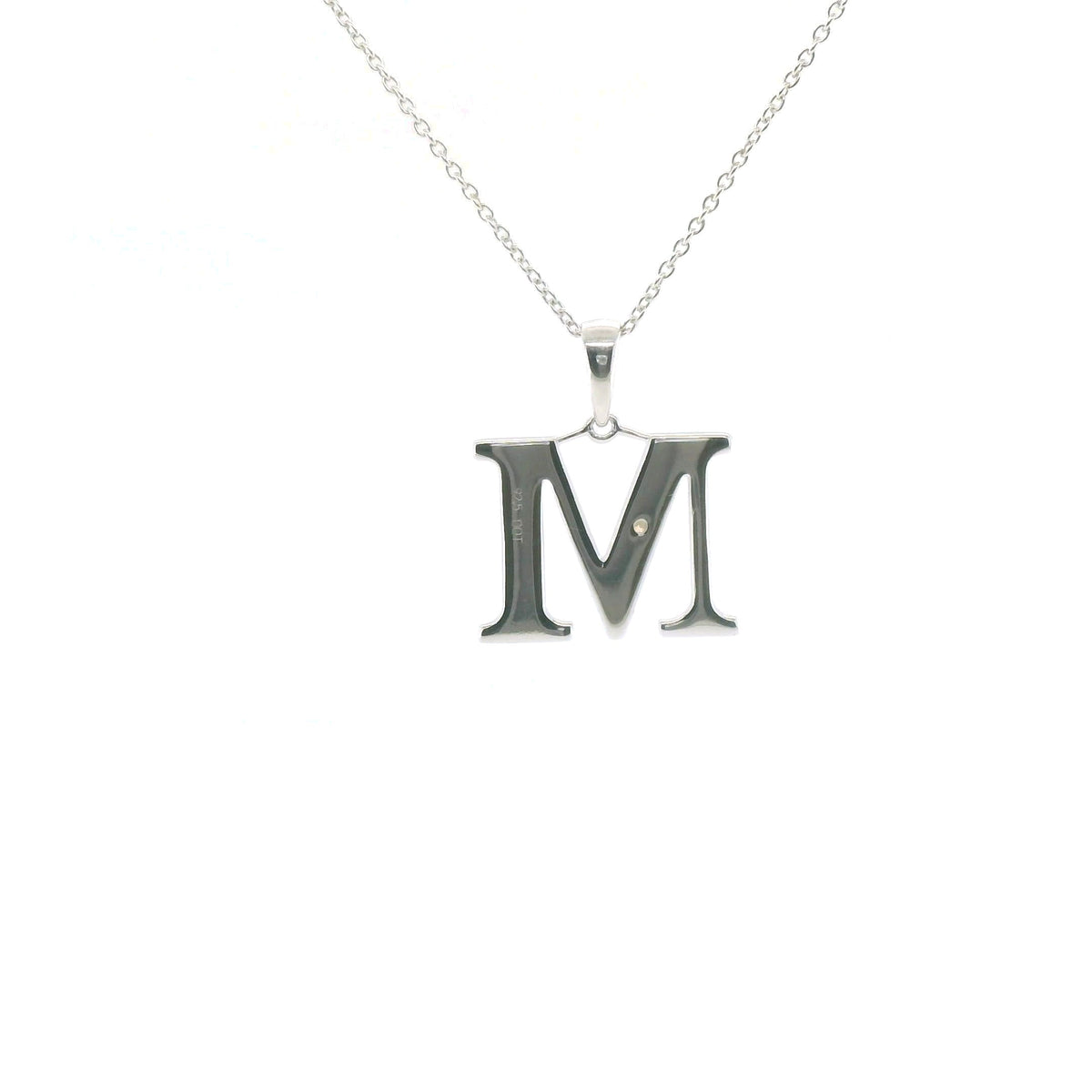 Perfect Love Silver Initial M Diamond Pendant with Chain