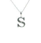 Perfect Love Silver Initial S Diamond Pendant with Chain
