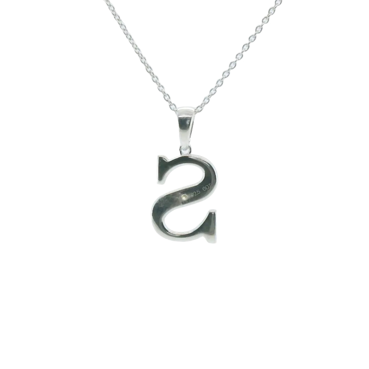 Perfect Love Silver Initial S Diamond Pendant with Chain